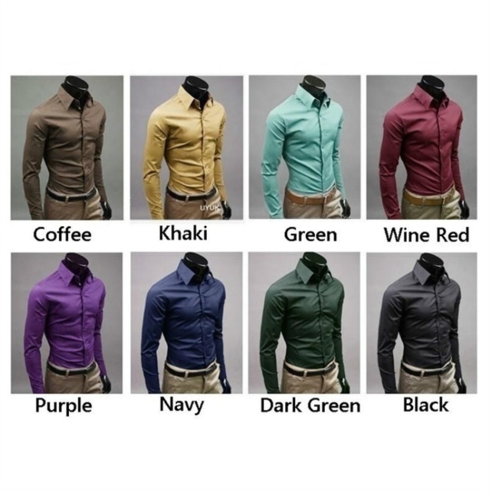 Pack of three men's dress shirts (red, dk gr, blk)